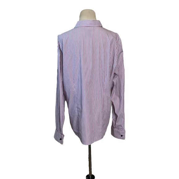 Charter Club pink striped buttoned long sleeves shirt size 16 - Picture 2 of 7